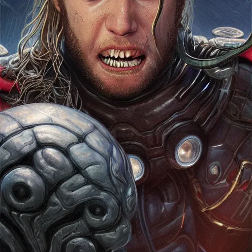 Image similar to thor fused with venom symbiote | slimy black goo | cinematic lighting | award - winning | closeup portrait | by donato giancola and mandy jurgens and charlie bowater | featured on artstation | pencil sketch | sci - fi alien