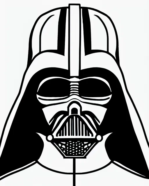 Image similar to portrait of darth vader, coloring book, line art, simple, low detail