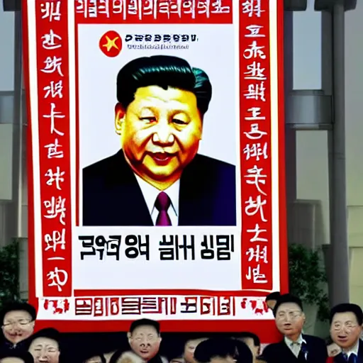 Image similar to xi jinping on a north korean propaganda poster