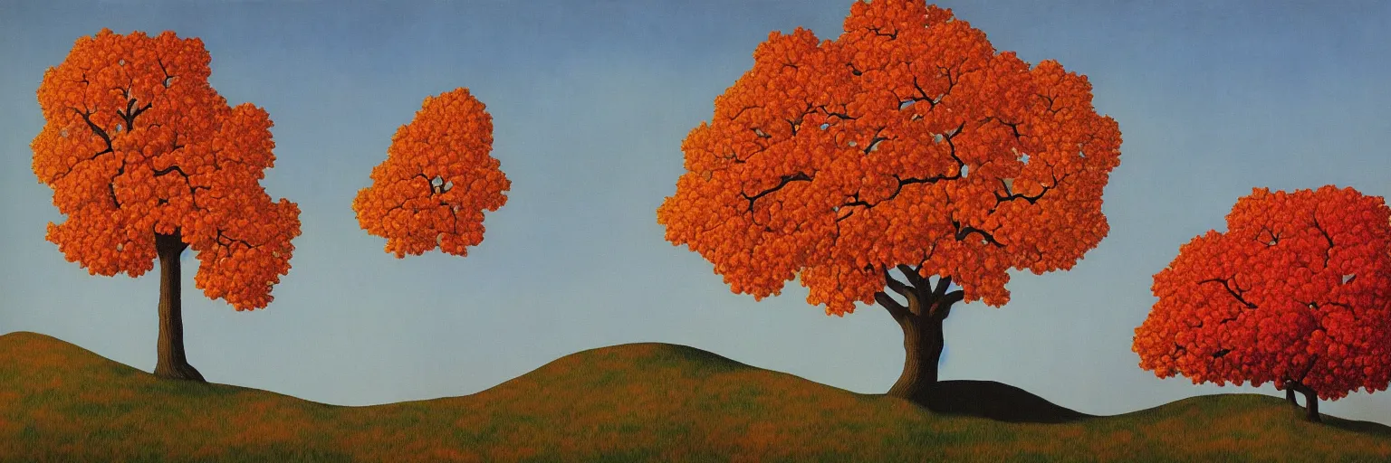 Prompt: autumn maple tree painting magritte