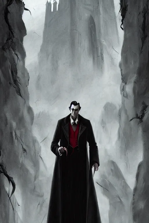 Image similar to portrait of count dracula, dramatic lighting, cinematic, establishing shot, extremly high detail, photo realistic, cinematic lighting, post processed, concept art, artstation, matte painting, style by eddie mendoza, raphael lacoste, alex ross