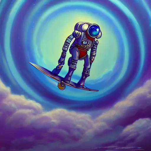 Prompt: cool mech spaceman surfing, isometric scifi astral spirit space journey in oil painting, pulled into the spiral vortex, trending on artstation, award winning, emotional, highly detailed ethereal isometric surrealist art