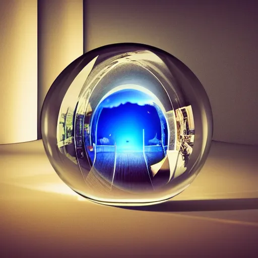 Prompt: mini house inside a crystal ball, octane render hyperdetailed,