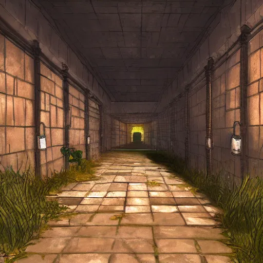 Image similar to an underground ancient temple corridor full of traps by Makoto Shinkai, pressure plate, tripwire, arrow trap, epic composition