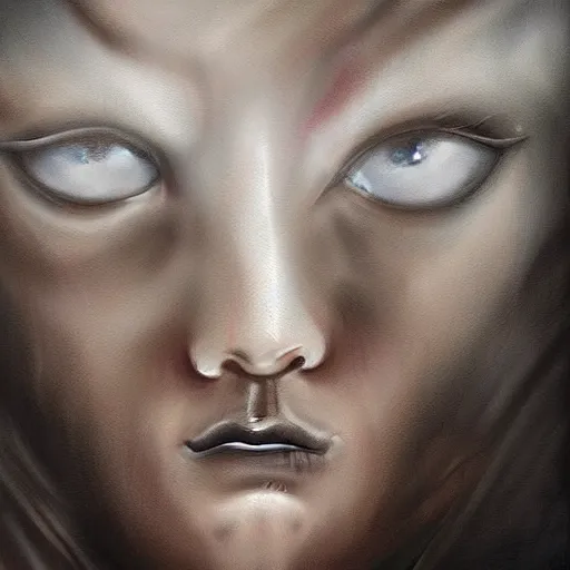 Prompt: a face in anguish coming out of the clouds, dark skies, ominous mood, breathtaking digital painting,