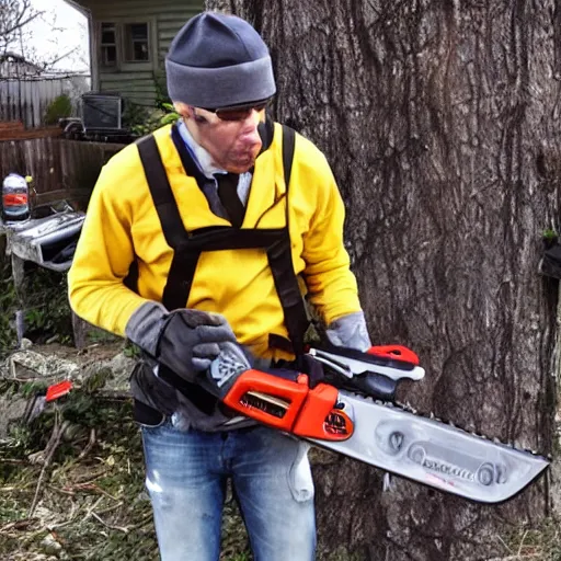 Prompt: screwdriver chainsaw man wreaking havoc