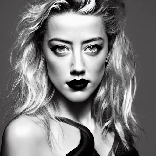 Image similar to portrait of amber heard hybrid by mario testino, headshot, detailed, award winning, sony a 7 r