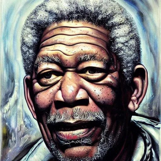 Image similar to morgan freeman as painted by hr giger