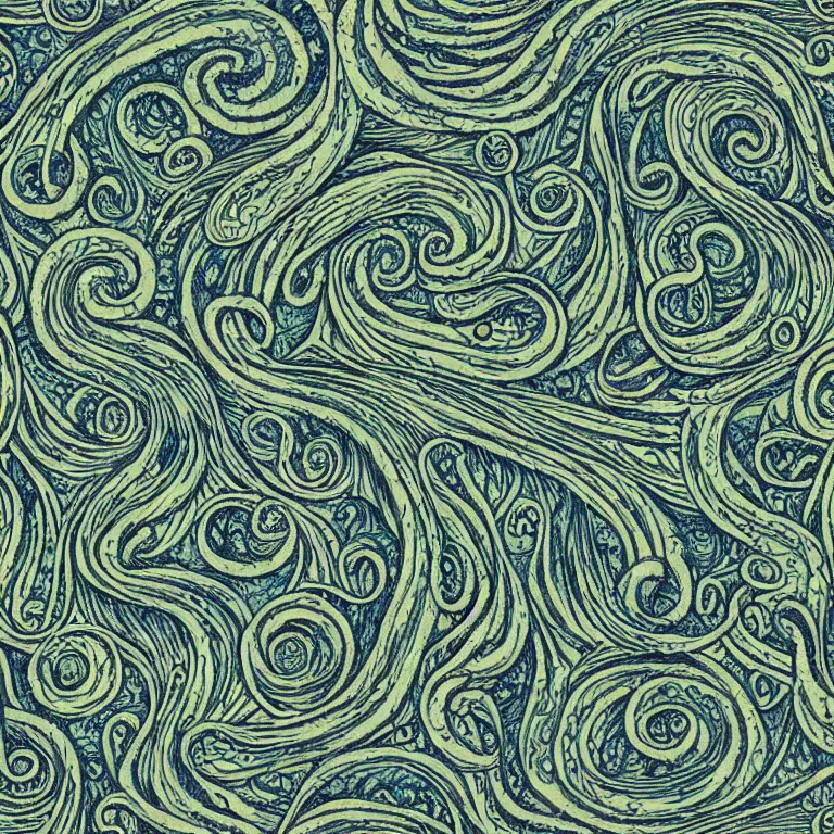 Image similar to lovecraftian seamless pattern by beksisnki, jean delville,