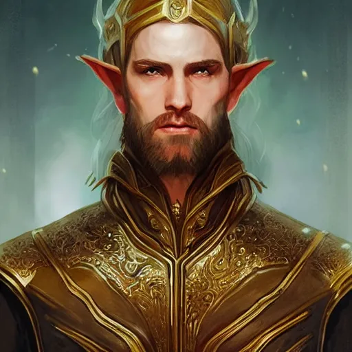 elegant elven king wearing a crown, ultra detailed, Stable Diffusion