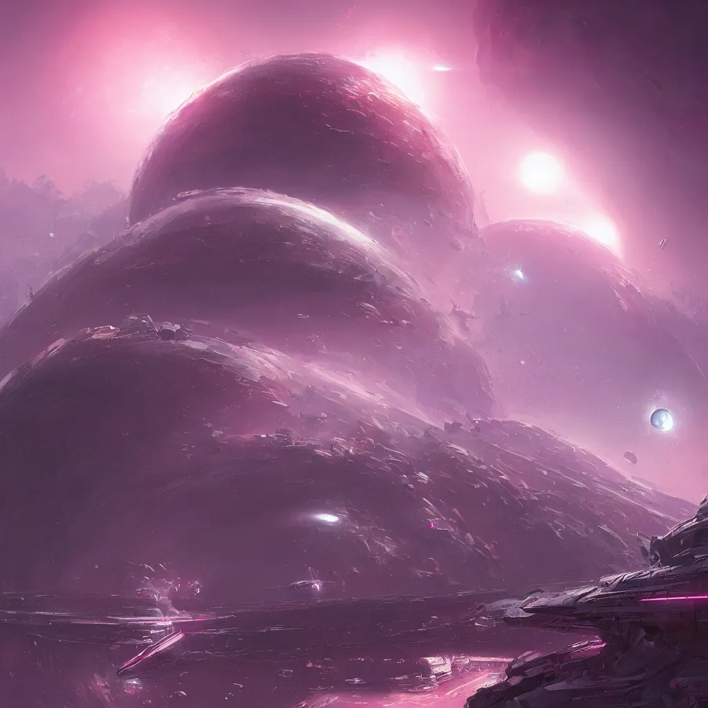 Image similar to dyson sphere program pink planet, concept art, by greg rutkowski