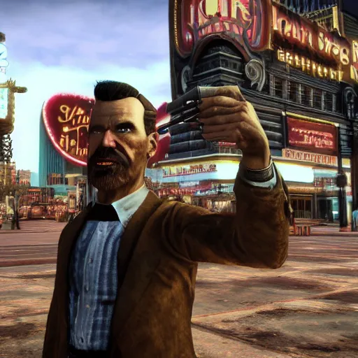 Prompt: Mr Robert House from Fallout New Vegas, taking a selfie on the Las Vegas Strip, real, intricate, 8k,