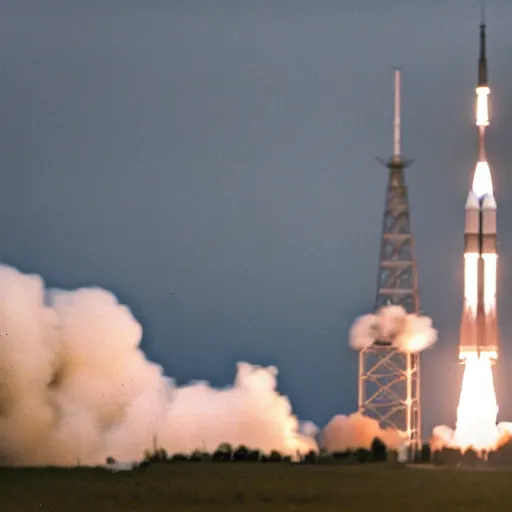 Prompt: a tilt - shift photograph of apollo 1 1 launch with lens canon ts - e 1 7 mm f / 4 l