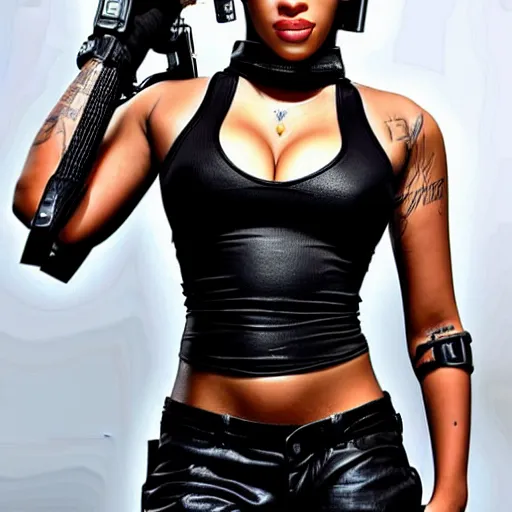 Image similar to cardi b as lara croft