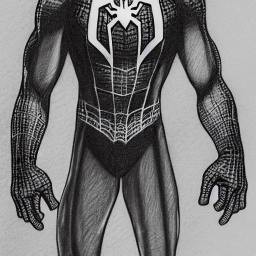 Prompt: pencil shading sketch of spiderman