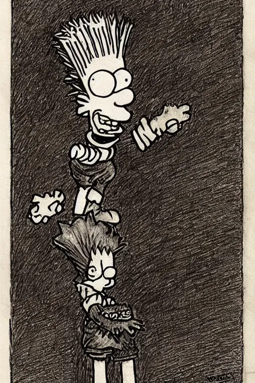 Prompt: Bart Simpson, by arthur-rackham