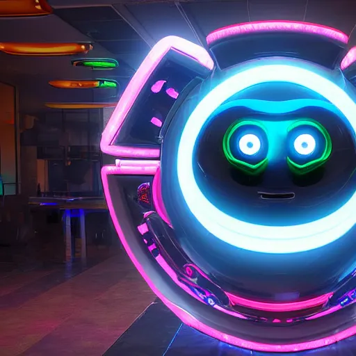 Prompt: a cybertronic duck, metallic, glowing eyes, neon unreal engine