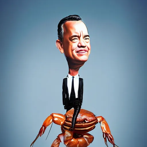 Prompt: Tom Hanks as forrest gump with giant shrimp heads instead of hands, digital art, photoreailstic, amazing detail