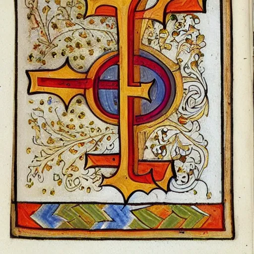 Prompt: illuminated letter b, capital b