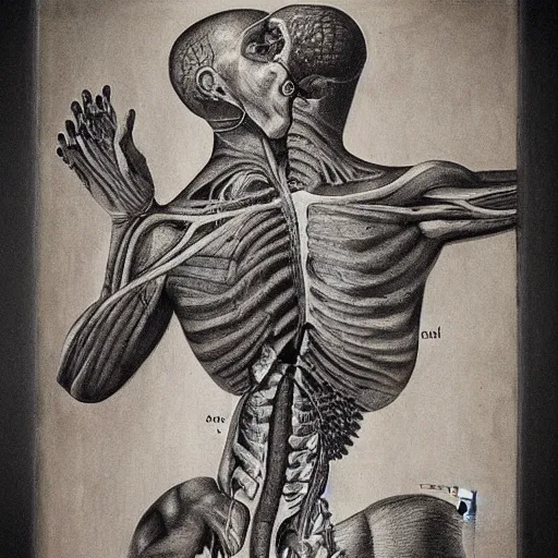 Image similar to brutalist anatomical diagram by otto dix, hyperrealistic, aesthetic, masterpiece