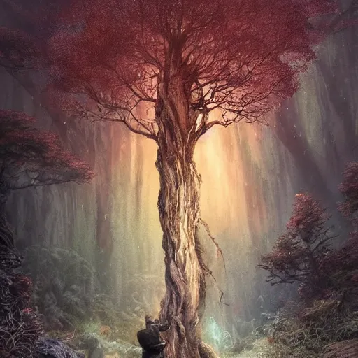 Image similar to magical tree, elderly male druid, watercolor, dramatic lighting, cinematic, establishing shot, extremely high detail, foto realistic, cinematic lighting, pen and ink, intricate line drawings, by Yoshitaka Amano, Ruan Jia, Kentaro Miura, Artgerm, post processed, concept art, artstation, matte painting, style by eddie mendoza, raphael lacoste, alex ross