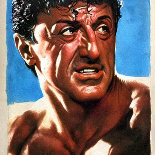 Image similar to stallone goddess perfect face coherent by frank frazetta