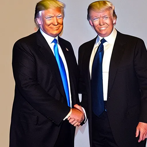 Image similar to anderson cooper and donald trump shaking hands