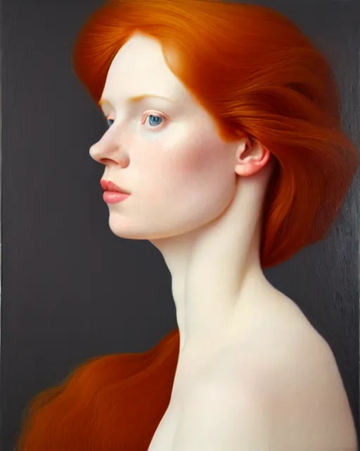 Image similar to portrait of an ethereal ginger beauty, by mary jane ansell