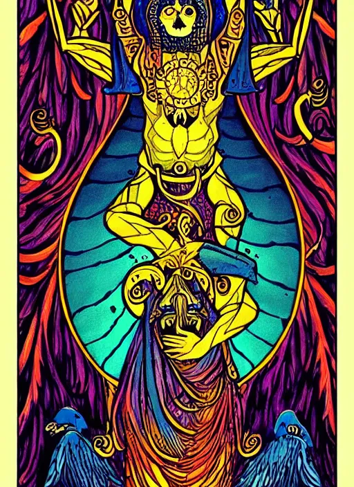 Image similar to beautiful tarot illustration of death, in the style of sam guay and, mystical colors, trending on artstation