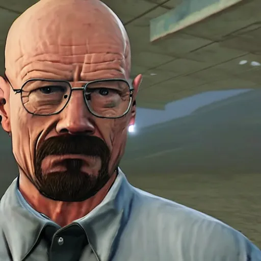 Prompt: gameplay footage of Walter White in GTA V