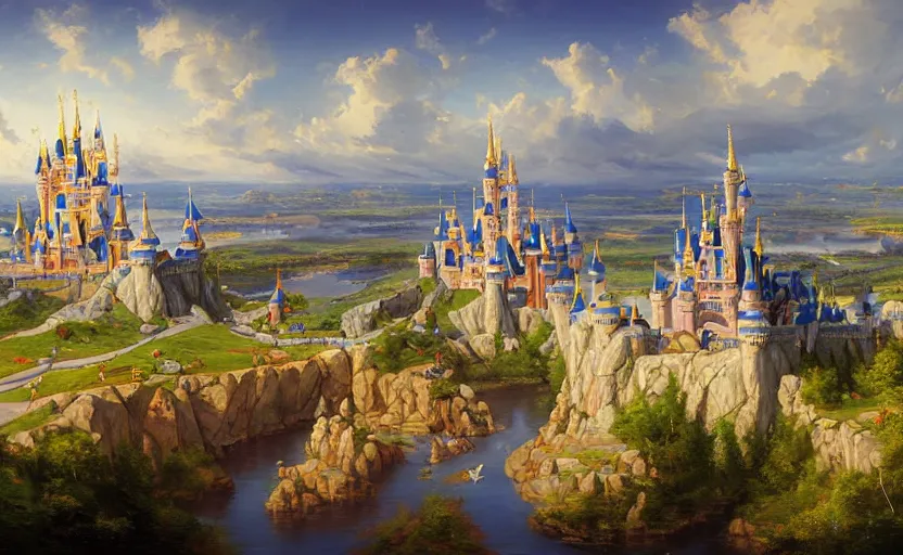 Prompt: vast view of the holy magic kingdom by vladimir volegov and alexander averin and peder mørk mønsted and adrian smith and raphael lacoste