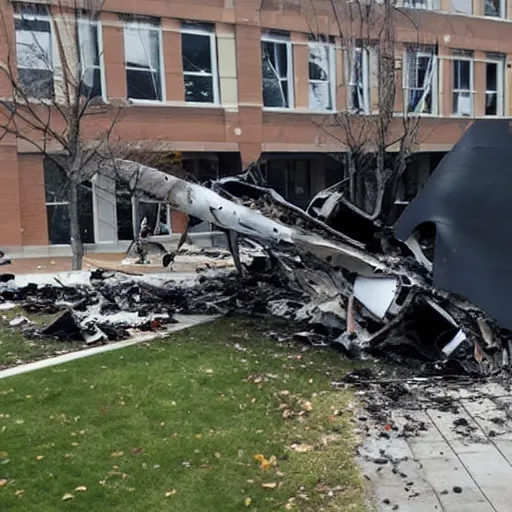 Image similar to a plane crashing in a school courtyard