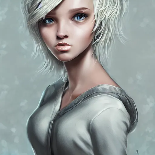 Image similar to beautiful russian teenager with short platinum blonde hair, HD, D&D 4k, 8k, incredibly detailed, anatomical, intricate, masterpiece, digital illustration, character design, concept art