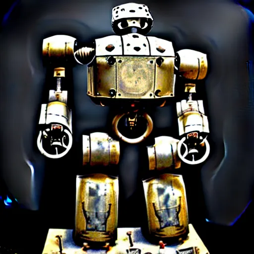 Prompt: bellator mechanicus ab antiquo romano fabro designatus. fantastica humanoideus, structura virtutis roboticae, intuitu inpendet. ultimate golem, embodiment of the legion. belli apparatus. perquam mina. alta definitio imaginis