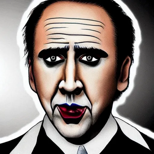 Prompt: nicolas cage as the joker