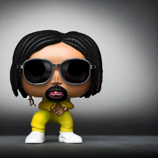 Image similar to funko pop of quavo, product shot, macro, hyper realistic, octane render, unreal engine, 4 k, 8 k