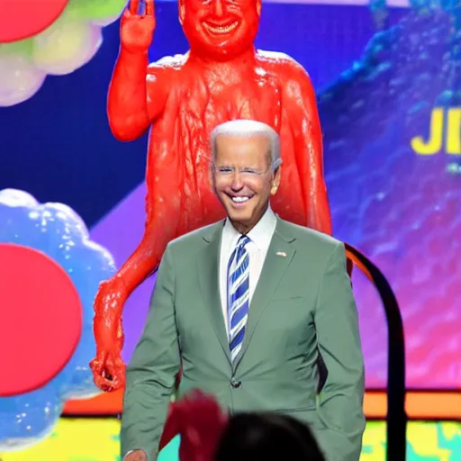 Image similar to joe biden slimed at the kids choice awards