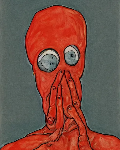 Image similar to portrait of zoidberg by egon schiele in the style of greg rutkowski