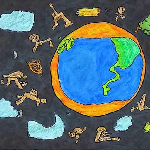 Prompt: global catastrophe as drawn by a child