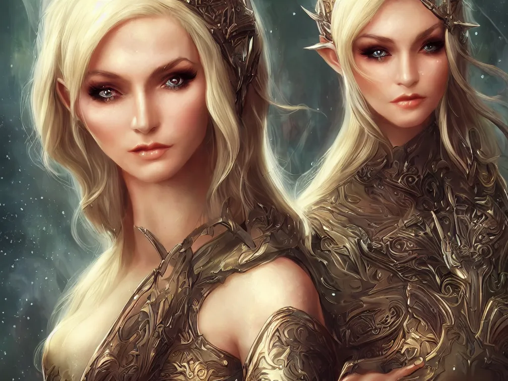 Prompt: an incredible alluring elven goddess with symetrical face by ross tran by weta digital