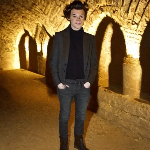 Image similar to photo of harry styles in the paris catacombs