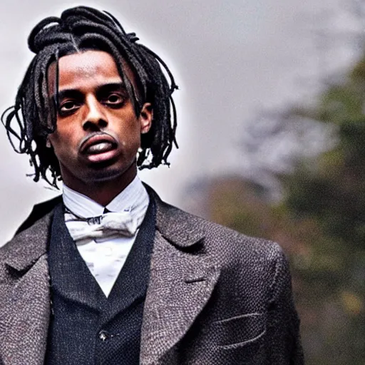 Image similar to playboi carti in peaky blinders 4 k the detailed super realistic