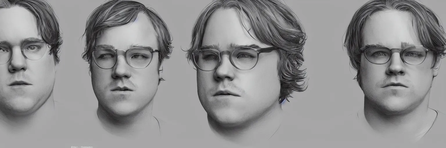 Prompt: character study of philip seymour hoffman and paul dano, 2 0 2 2, clear faces, emotional, character sheet, fine details, concept design, contrast, kim jung gi, pixar and da vinci, trending on artstation, 8 k, full body and head, turnaround, front view, back view, ultra wide angle