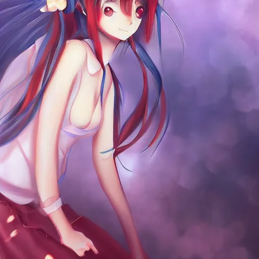 Image similar to a beautiful anime girl l, Digital art, Studio ghibi,