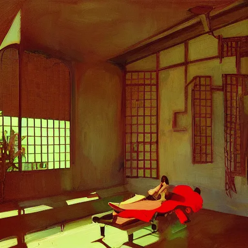 Prompt: casa de vidro, lina bo bardi, painting by atey ghailan, masterpiece