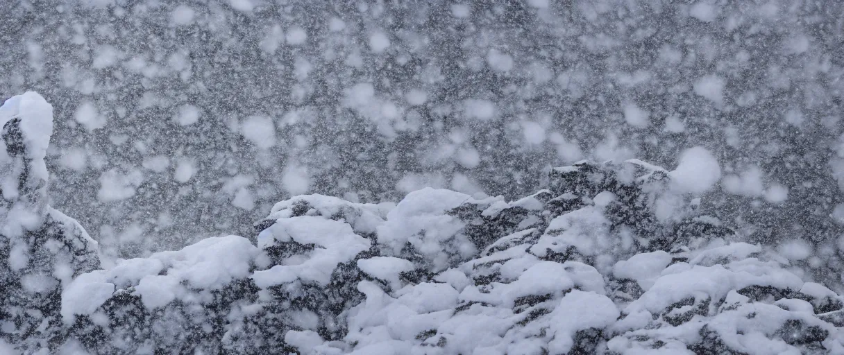 Image similar to a high quality color closeup hd 4 k film 3 5 mm photograph of very heavy snow storm blizzard in desolate antarctica, the faint barely visible silhouette of a bulky man is inside the blizzard