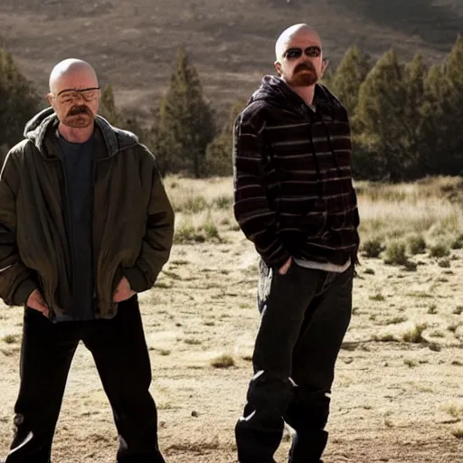 Image similar to walter white and jesse pinkman muckbang