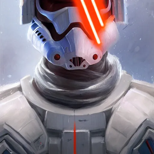 Image similar to portrait of a man by greg rutkowski, a soldier of the new galactic republic, wearing a white, blue and orange tactical gear, star wars expanded universe, highly detailed portrait, digital painting, artstation, concept art, smooth, sharp foccus ilustration, artstation hq