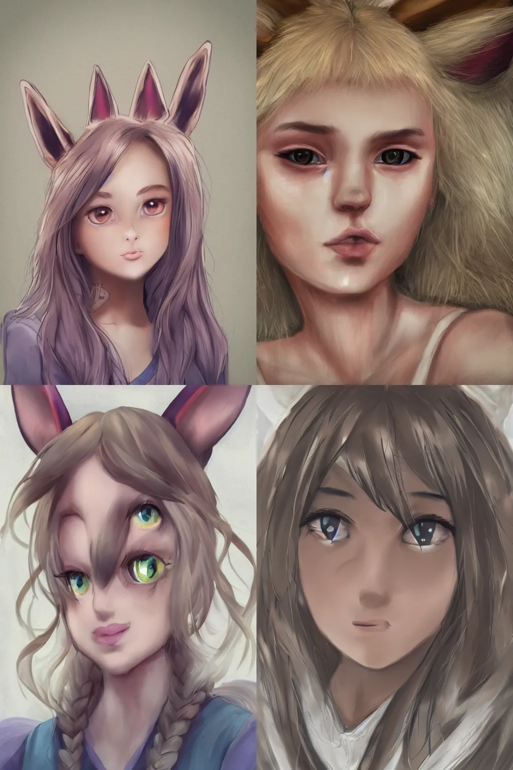 Prompt: close up face (anthro) girl eevee, portrait,