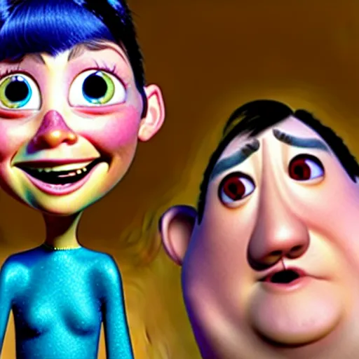 Image similar to pixar character transgender woman with down syndrome